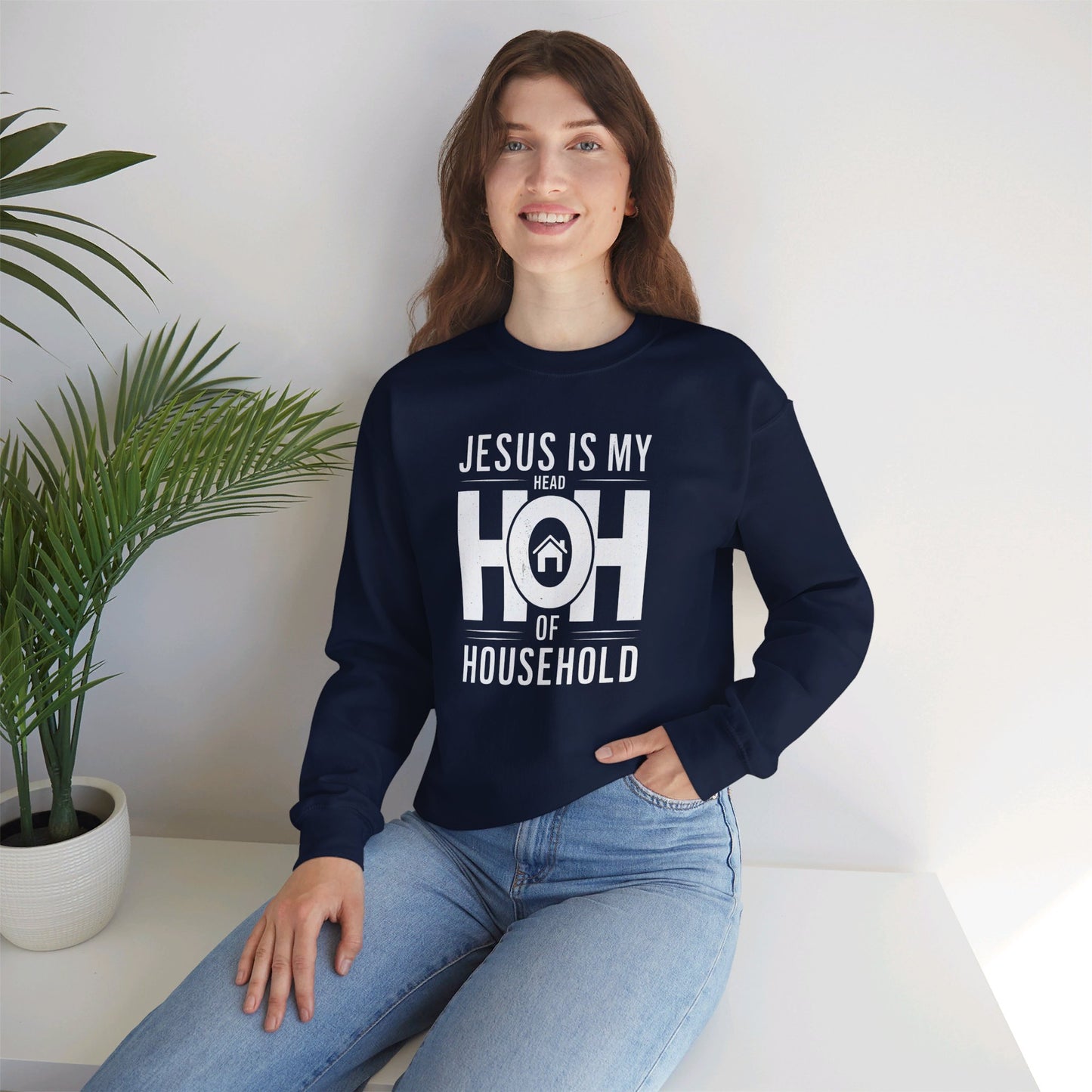 Jesus Is My Head Of Household HOH  Unisex Heavy Blend™ Crewneck Christian Sweatshirt