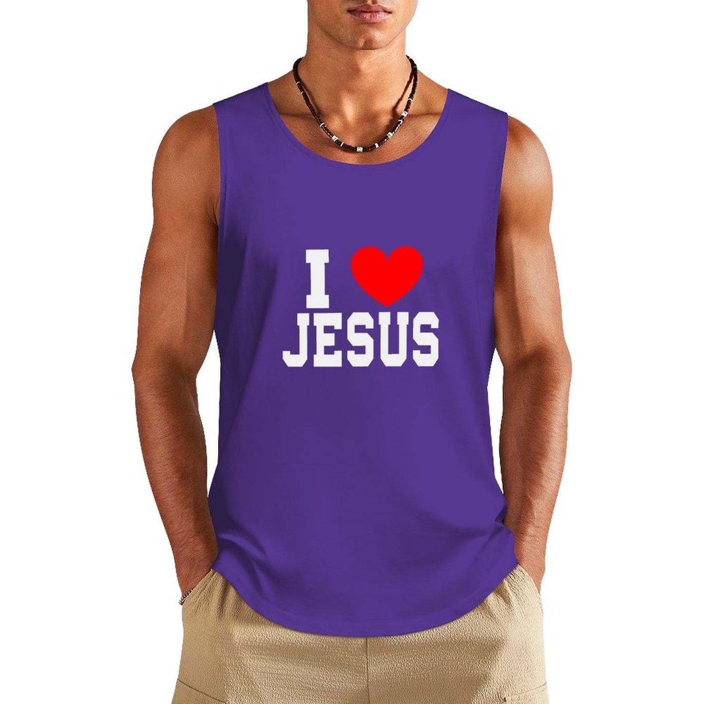 I Love Jesus Men's Christian Cotton Tank Top