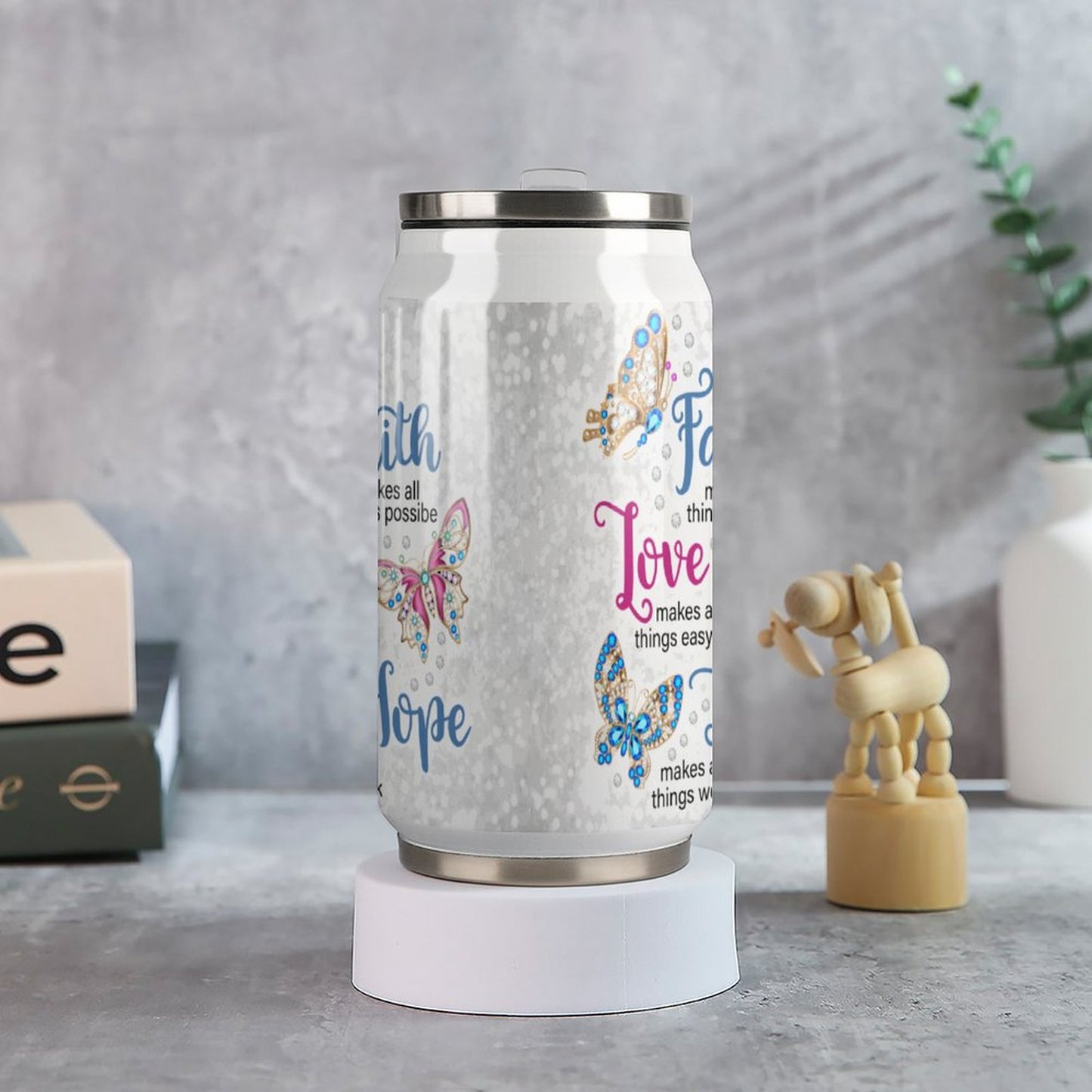 Faith Love Hope Unique Christian Stainless Steel Tumbler with Straw SALE-Personal Design