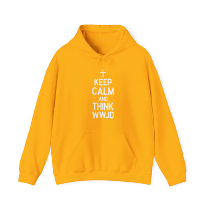 Keep Calm And Think What Would He Do (wwjd)Unisex Christian Hooded Pullover Sweatshirt