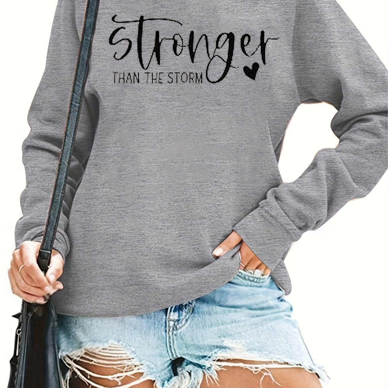 Stronger  Than The Storm Women's Christian Pullover Sweatshirt claimedbygoddesigns