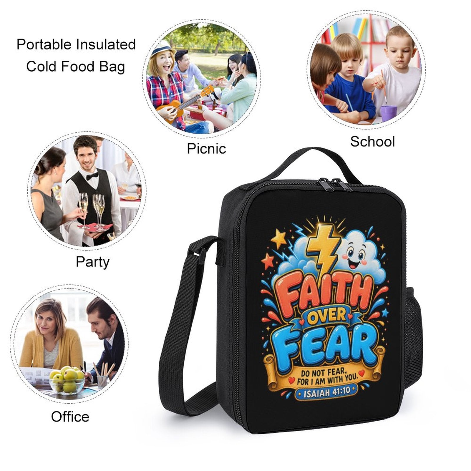 Faith Over Fear Christian 3 PCS Bag Set (Backpack, Lunch Bag and Pencil Case) - ClaimedbyGodDesigns