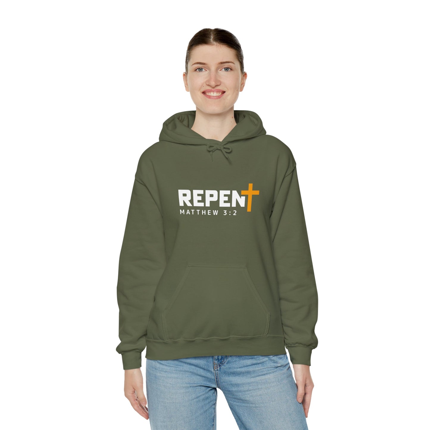 Repent (2) Christian Unisex Hooded Pullover Sweatshirt