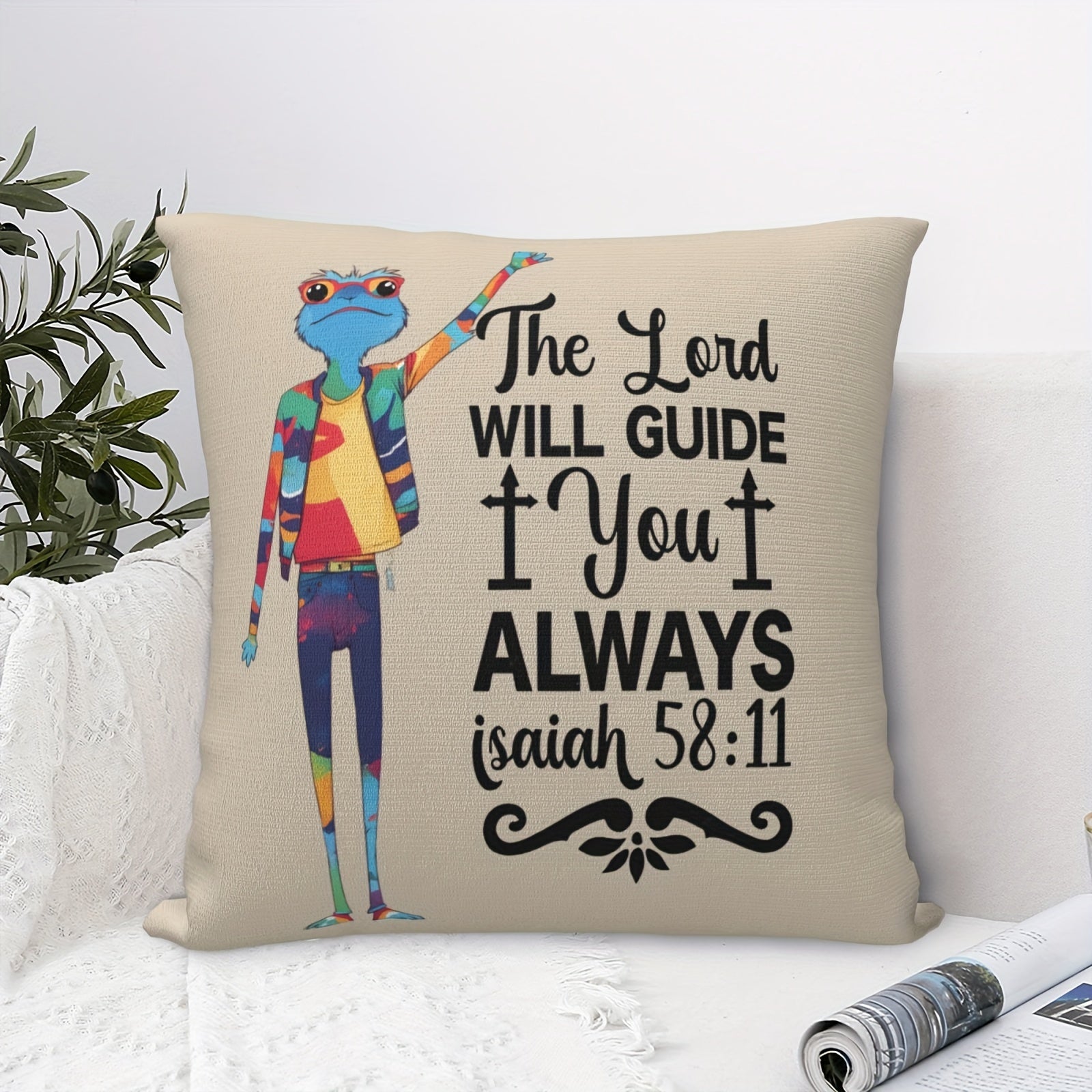The Lord Will Guide You  Always Christian Throw Pillow 18x18inch claimedbygoddesigns