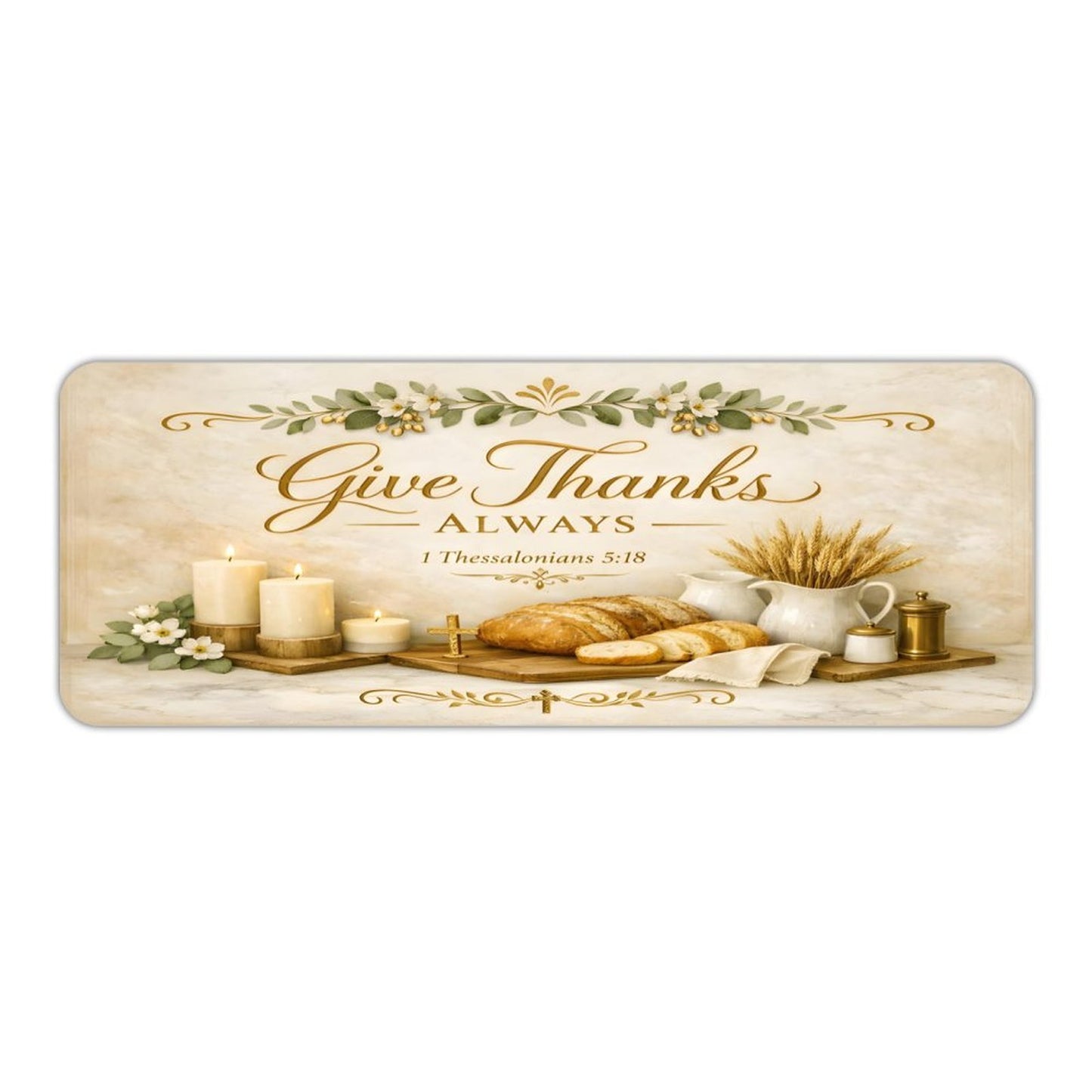 Give Thanks Always Christian Kitchen Mat