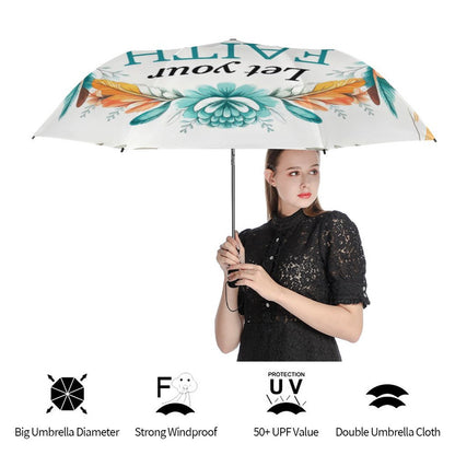 Let Your Faith Be Bigger Than Your Fear Christian 2-Fold Automatic Golf Umbrella