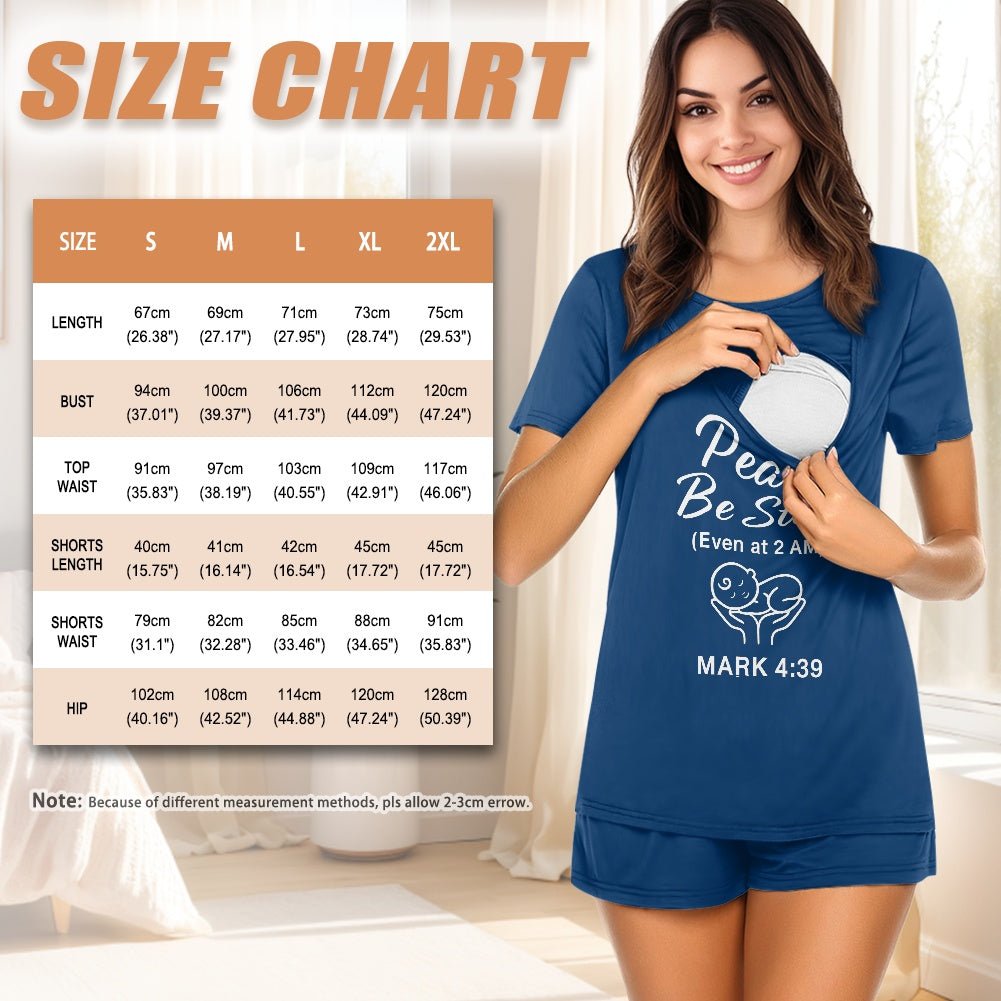Peace Be Still Christian Maternity Short Sleeve Pajama Set - ClaimedbyGodDesigns