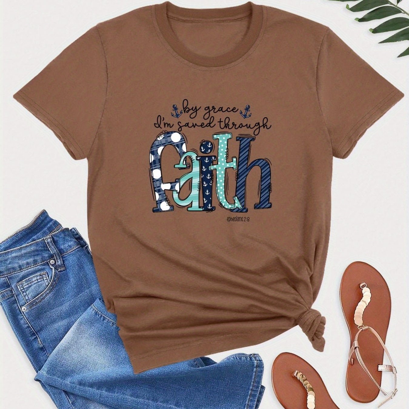 Ephesians 2:8 By Grace I'm Saved Through Faith Women's Christian T-shirt claimedbygoddesigns