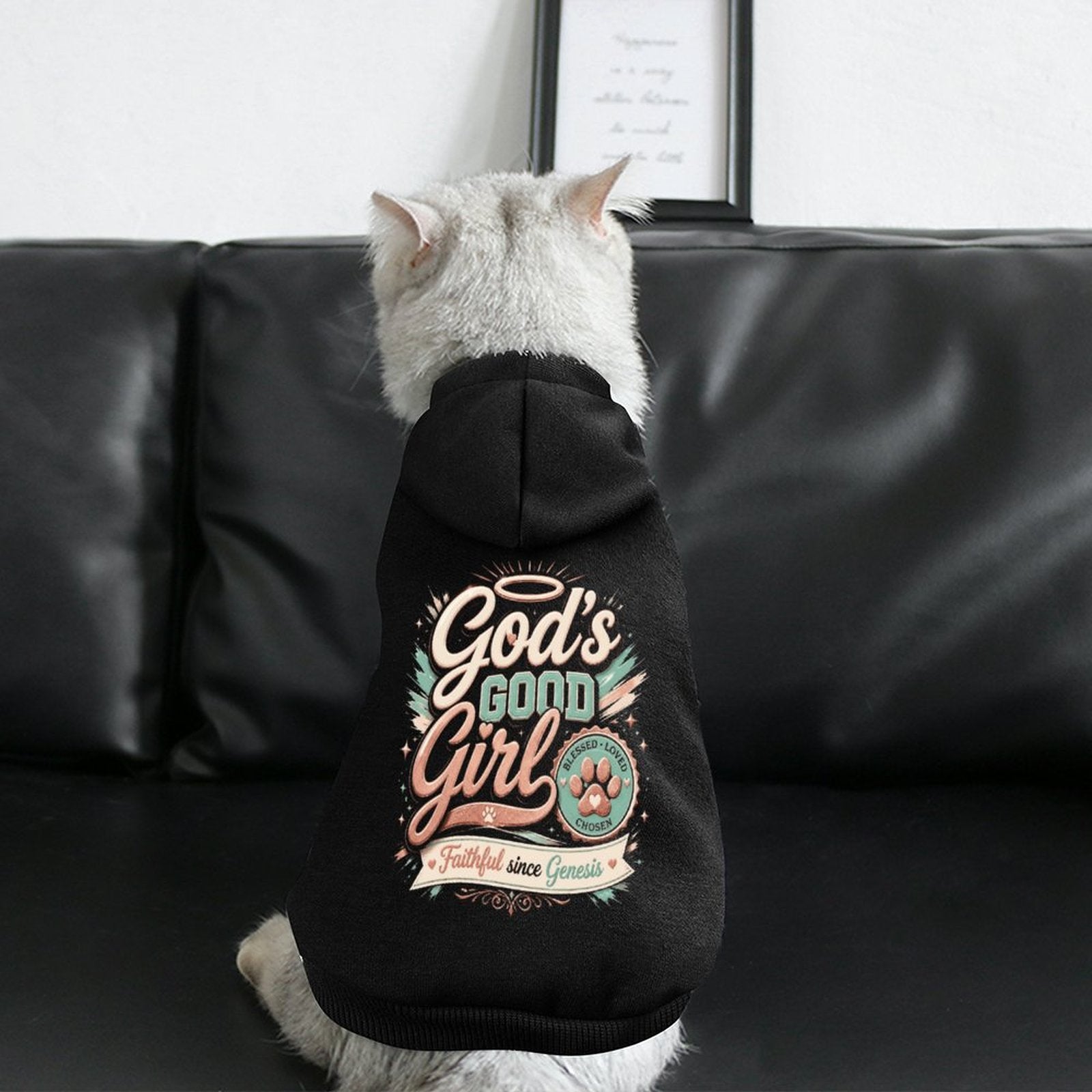 God's Good Girl Christian Pet Hooded Pullover Sweatshirt Dog/Cat Hoodie Warm, Soft & Breathable - ClaimedbyGodDesigns
