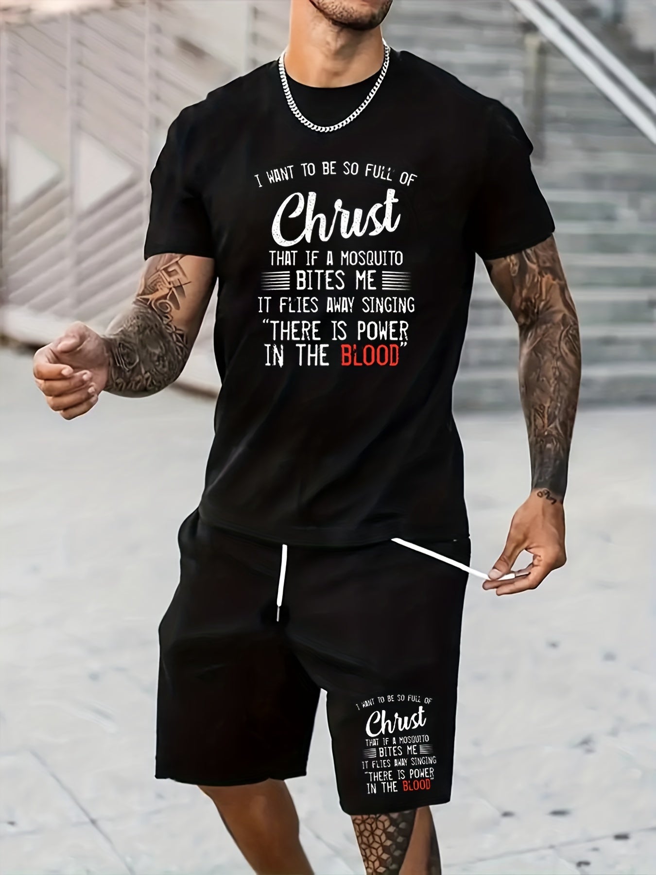 I Want To Be So Full Of Christ That If A Mosquito Bites Me Funny Men's Christian Casual Outfit claimedbygoddesigns