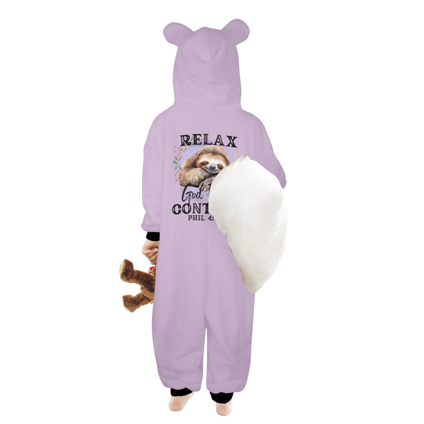 Relax He Is In Control One-Piece Zip up Hooded Pajamas for Little Kids (Toddler)