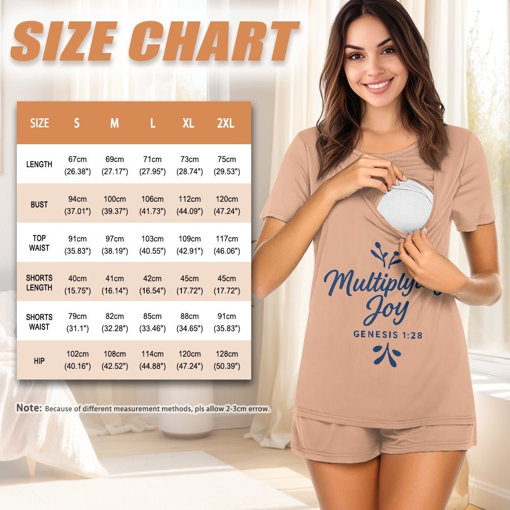 Multiplying Joy Christian Maternity Short Sleeve Pajama Set - ClaimedbyGodDesigns