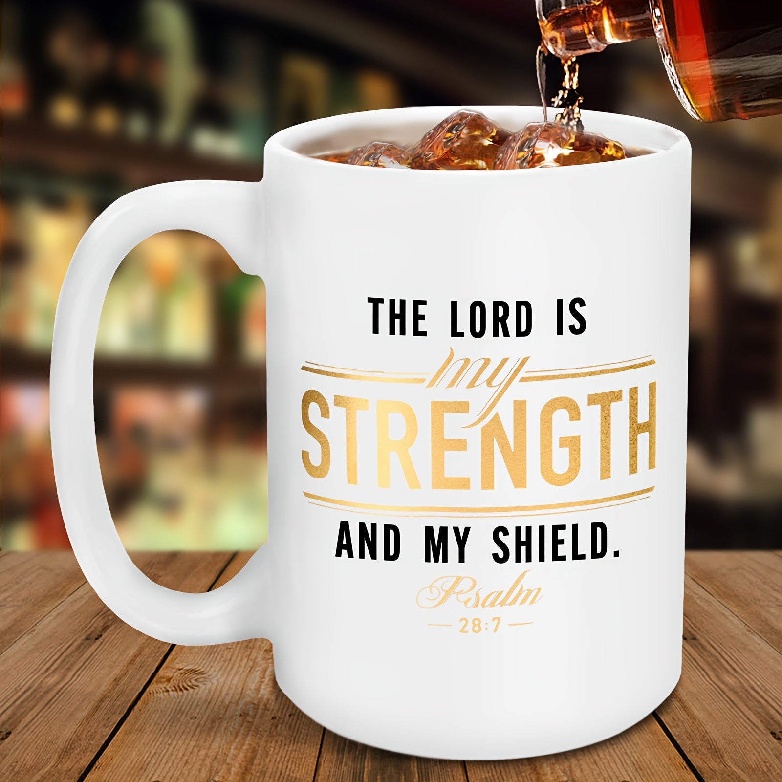 The Lord Is My Strength And My Shield Christian White Ceramic Mug 15oz claimedbygoddesigns