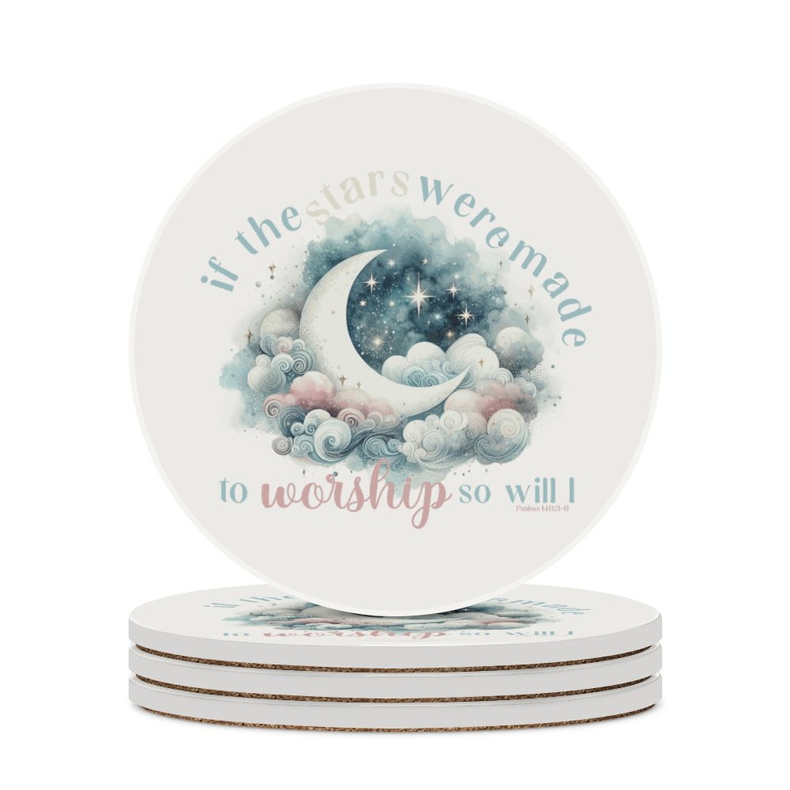 So Will I Worship Him Christian Round Ceramic Coaster - ClaimedbyGodDesigns