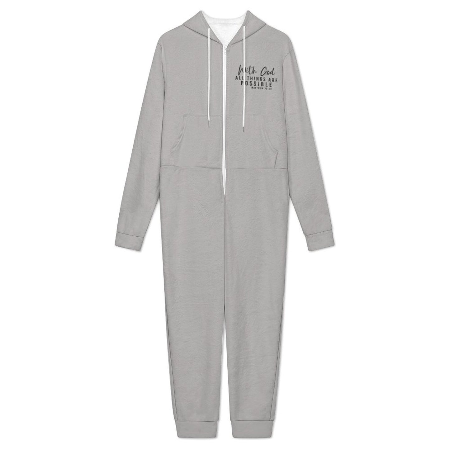 All Things Are Possible Men's Christian Flannel Zip up Jumpsuit Pajama Jumpsuit