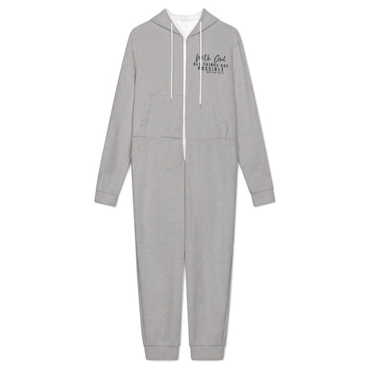 All Things Are Possible Men's Christian Flannel Zip up Jumpsuit Pajama Jumpsuit