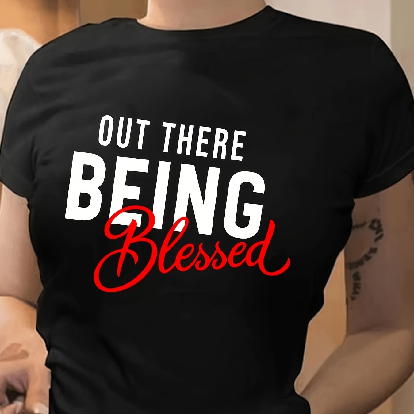 Out There Being Blessed Women's Christian T-Shirt claimedbygoddesigns