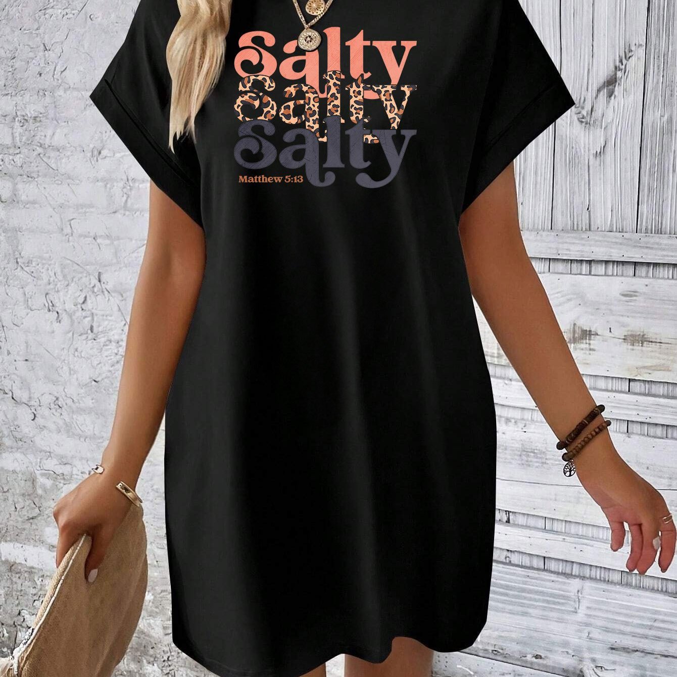 Mathew 5:13 Salty Women's Christian T-shirt Casual Dress claimedbygoddesigns