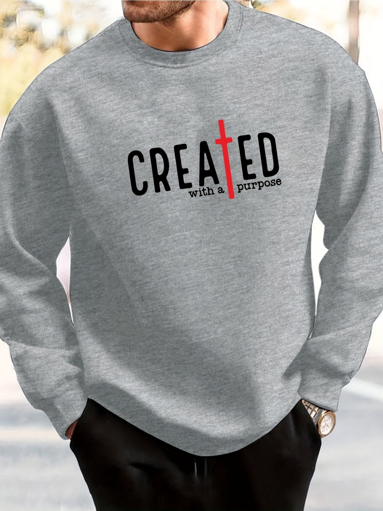 CREATED With A Purpose Men's Christian Pullover Sweatshirt claimedbygoddesigns