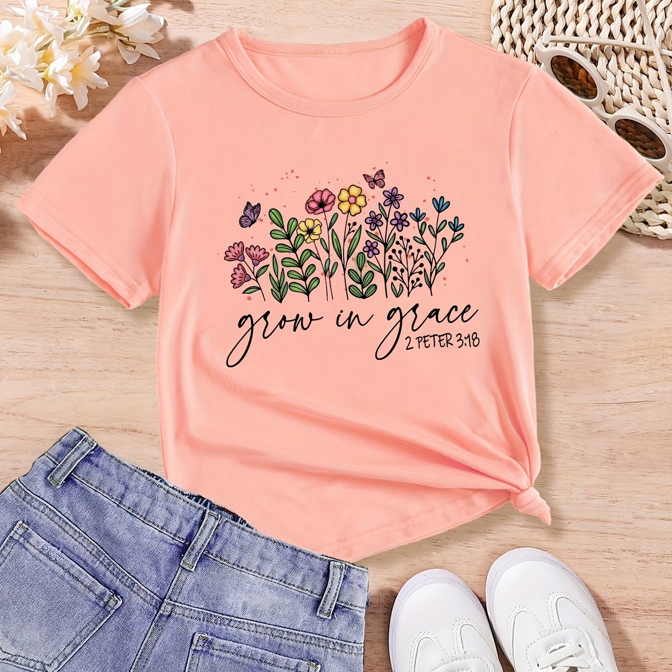 2 Peter 3:18 Grow In Grace Youth Christian T-Shirt claimedbygoddesigns