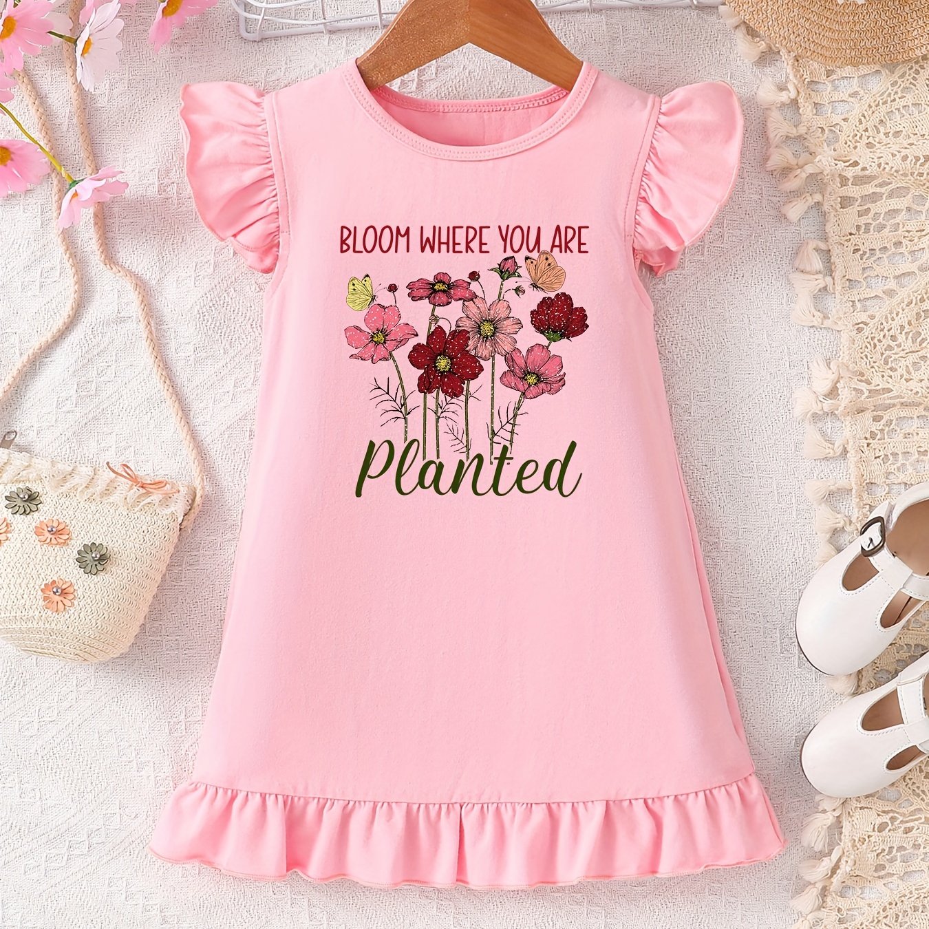 BLOOM WHERE YOU ARE PLANTED Toddler Christian Casual Dress claimedbygoddesigns