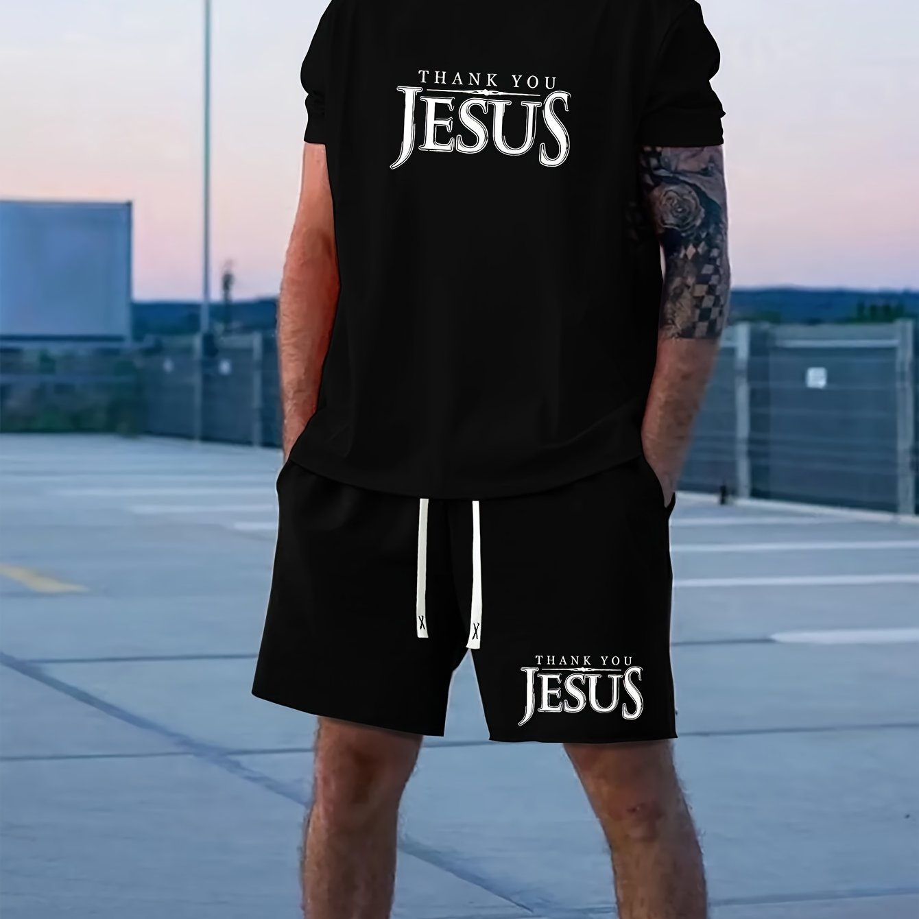 THANK YOU JESUS Men's Christian Casual Outfit claimedbygoddesigns