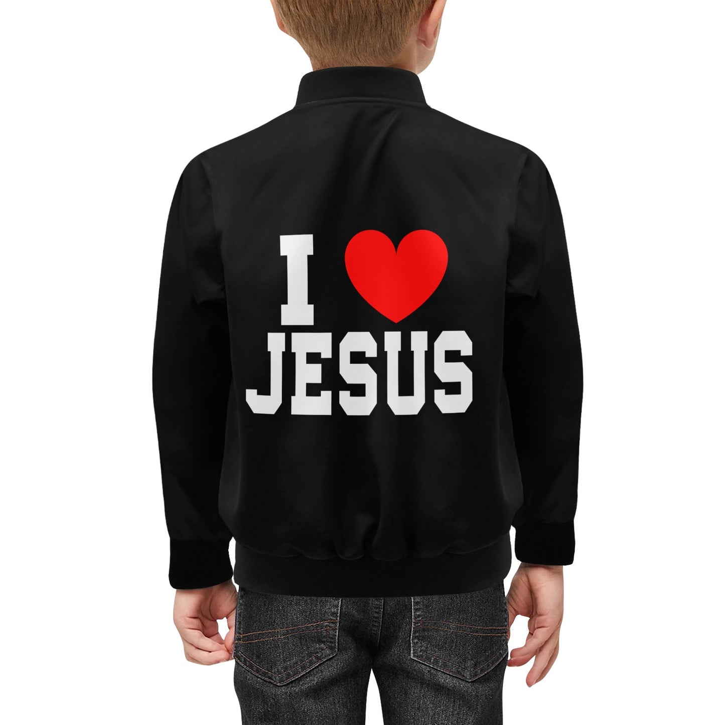 I Love Him Kids' Christian Bomber Jacket with Pockets