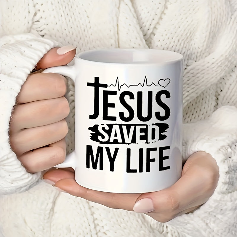 Jesus Saved My Life Christian White Ceramic Mug 11oz claimedbygoddesigns