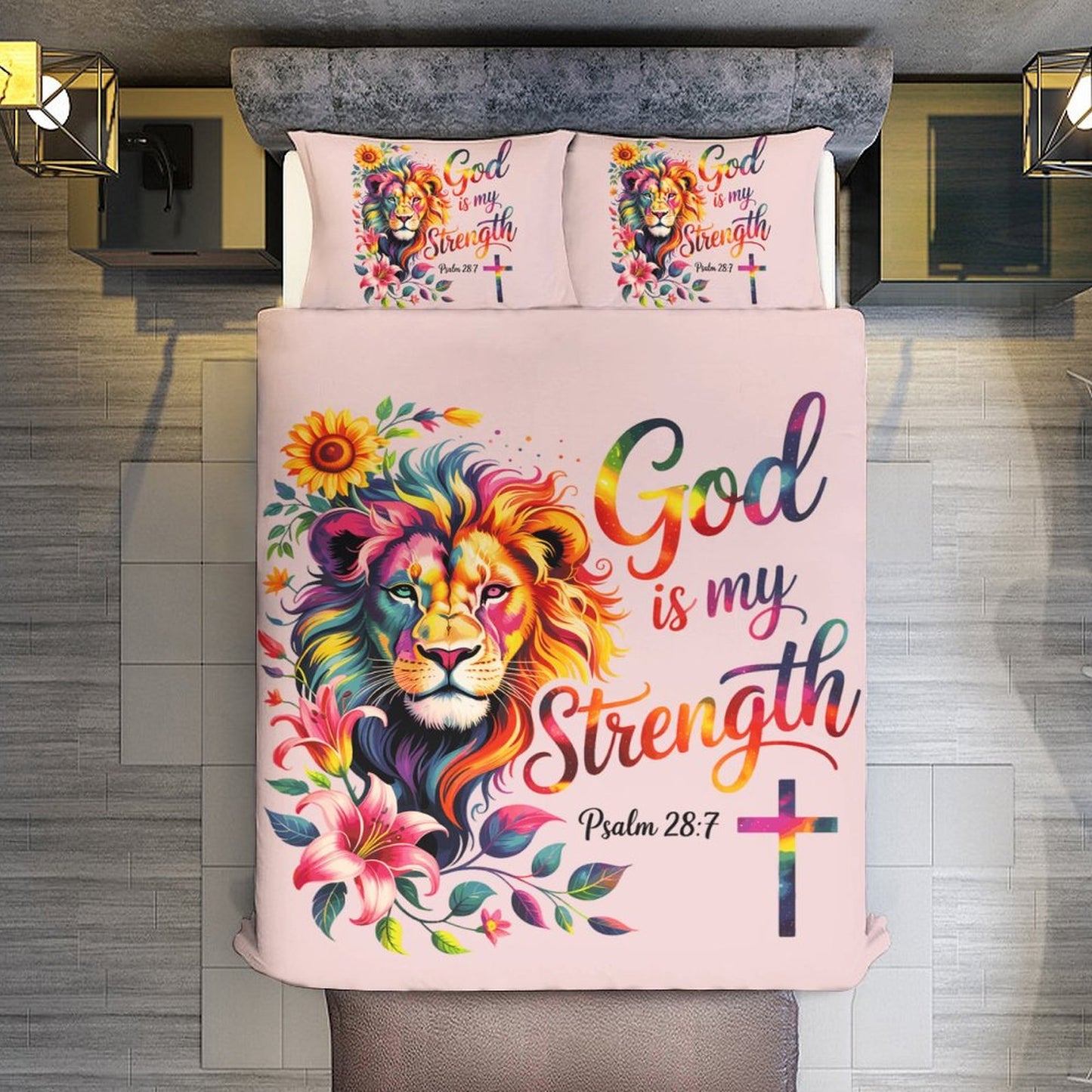 He Is My Strength 3 - PieceChristian Comforter Bedding Set - Full/Twin - ClaimedbyGodDesigns