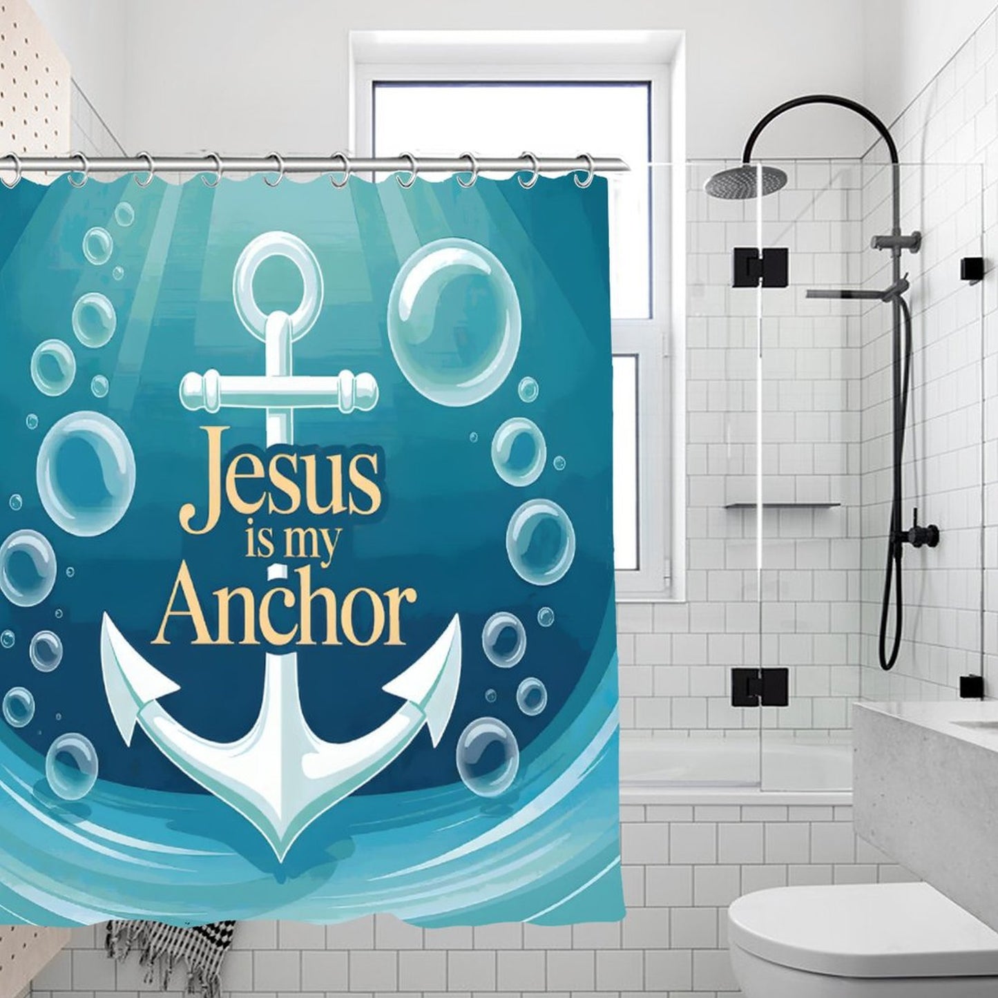 Jesus Is My Anchor Christian Waterproof Shower Curtain