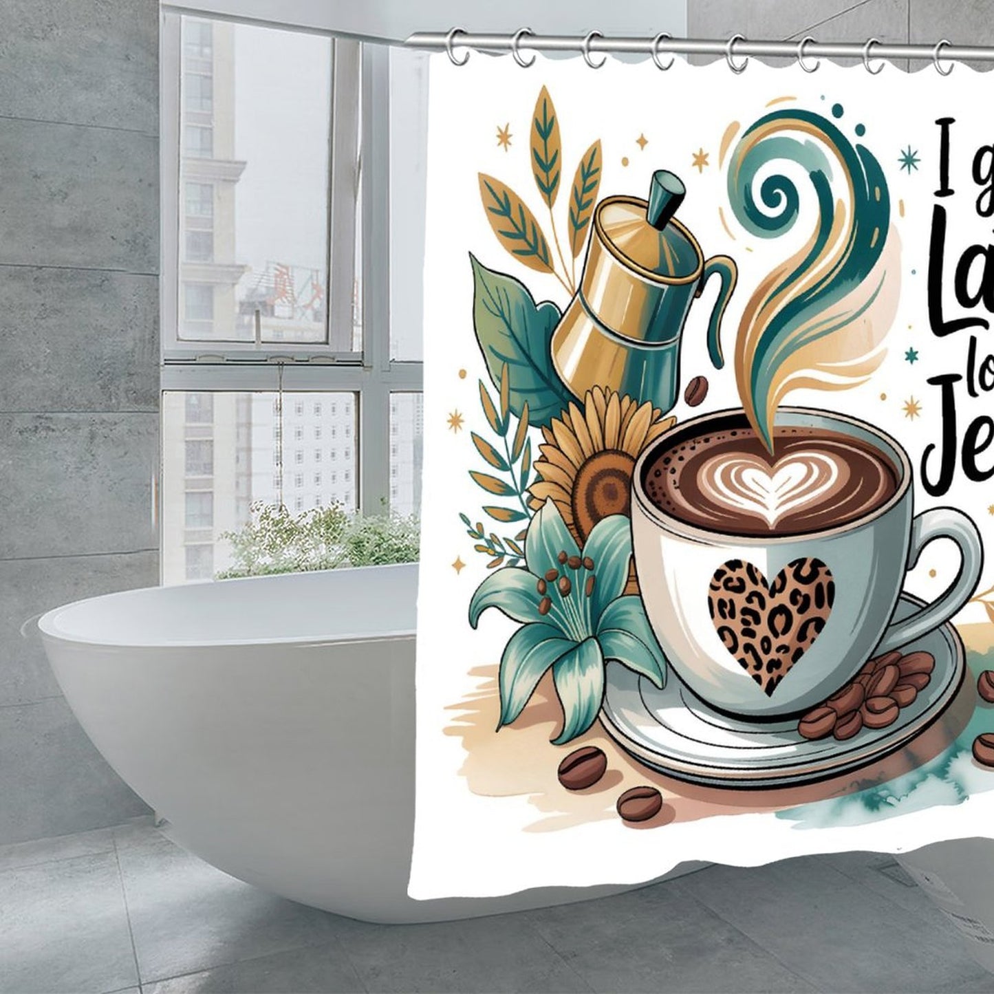 I Got A Latte Love For Jesus Christian Waterproof Shower Curtain