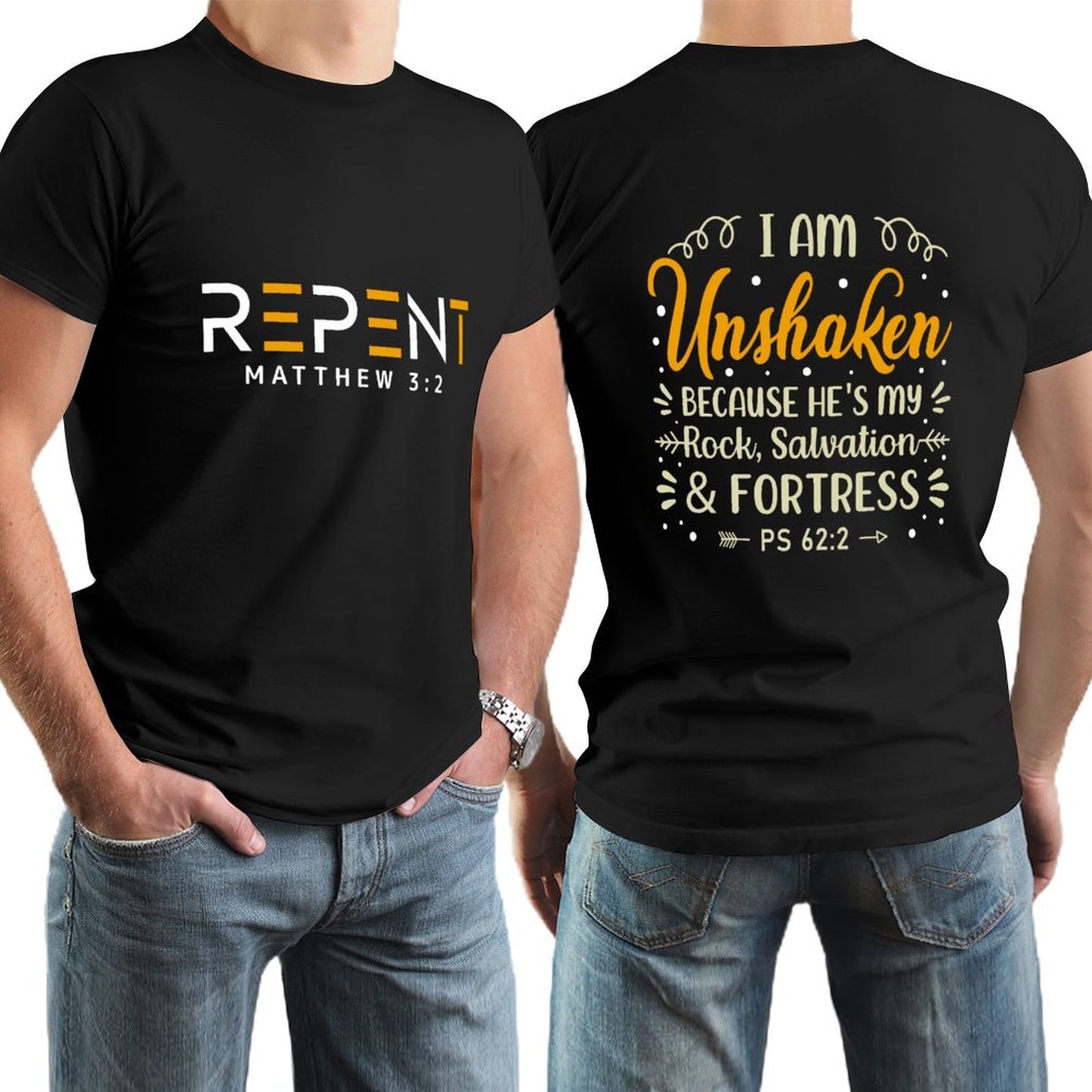 Repent I Am Unshaken Men's Christian T-shirt SALE-Personal Design