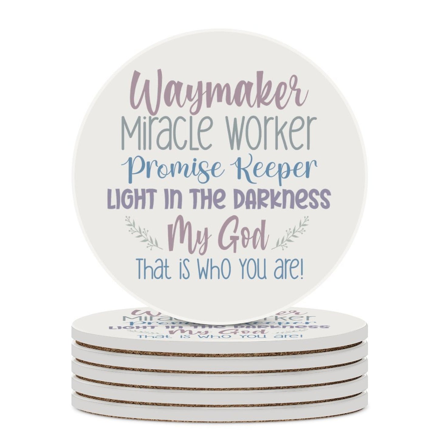 Waymaker Christian Round Ceramic Coaster - ClaimedbyGodDesigns
