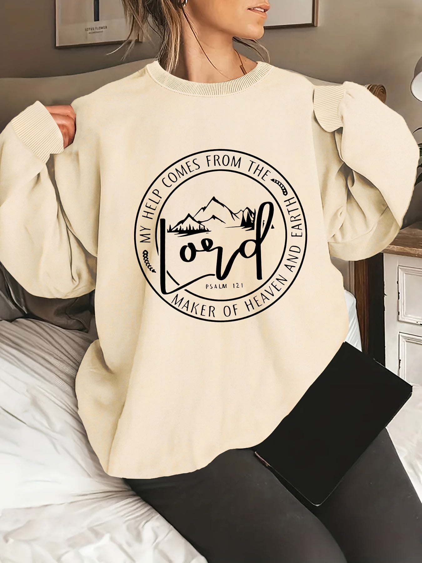 My Help Comes From The Lord Plus Size Women's Christian Pullover Sweatshirt claimedbygoddesigns