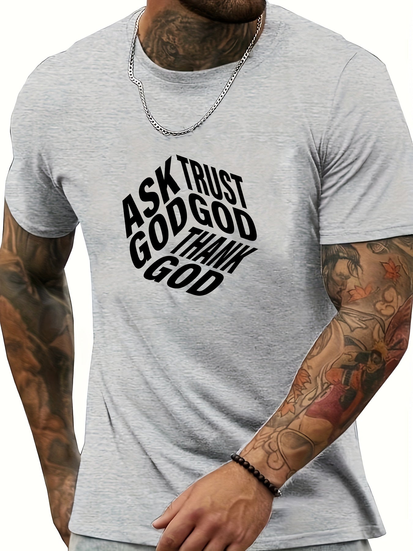 Ask Trust Thank God Men's Christian T-shirt claimedbygoddesigns