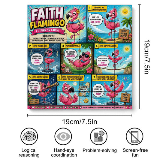 Faith Flamingo – Building Block Puzzle Ornament - ClaimedbyGodDesigns