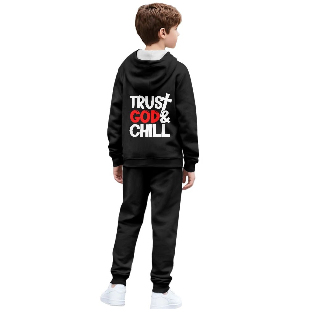 Trust Him And Chill Youth Christian Zippered Sportswear Outfit - ClaimedbyGodDesigns