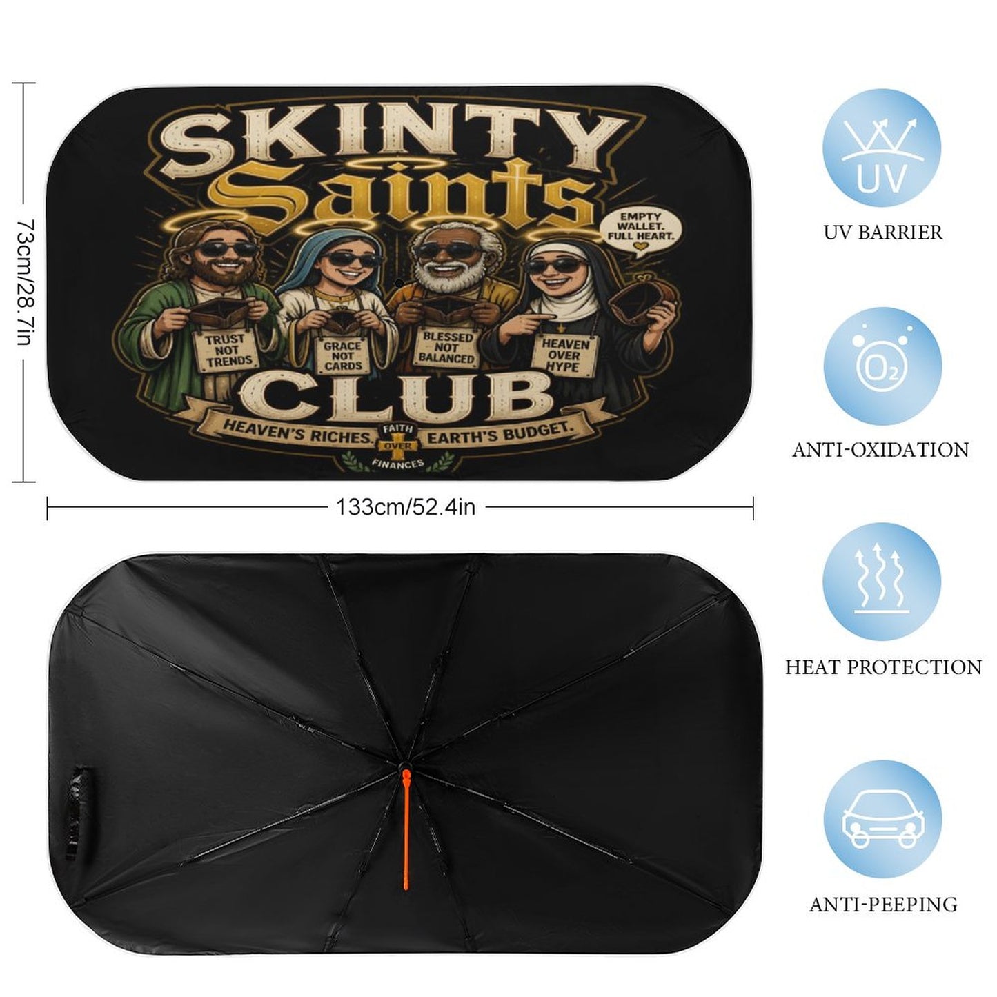Skinty Saints Clubs Funny Christian Car Sunshade Umbrella