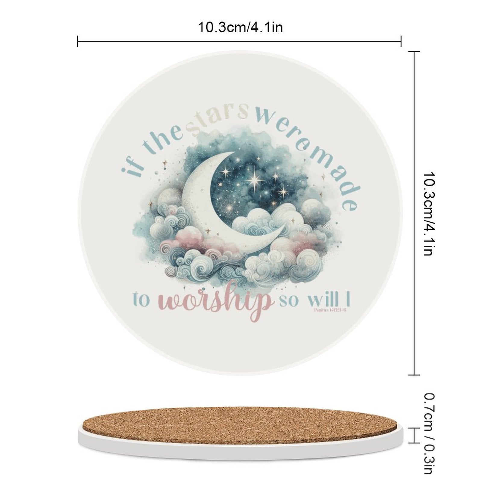 So Will I Worship Him Christian Round Ceramic Coaster - ClaimedbyGodDesigns