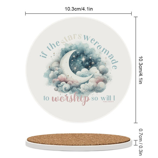 So Will I Worship Him Christian Round Ceramic Coaster - ClaimedbyGodDesigns