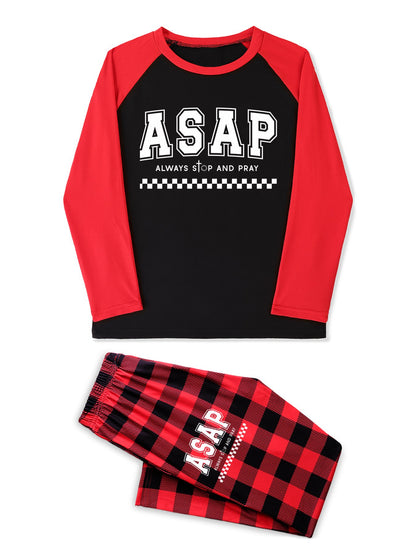Always Stop And Pray Youth Christian Plaid Pajamas
