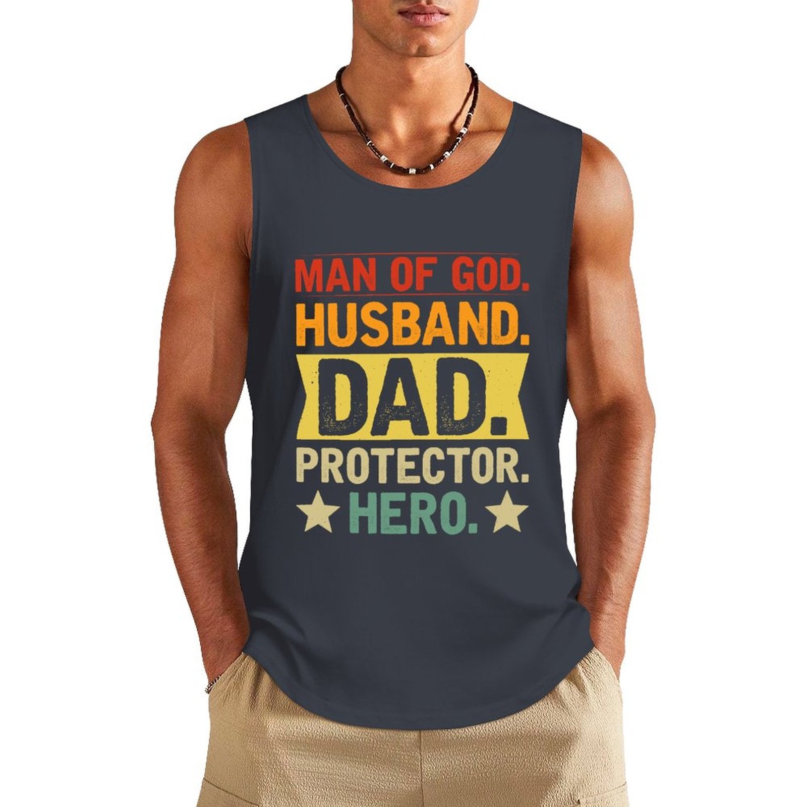 Man Of God Husband Dad Protector Hero Men's Christian Tank Top SALE-Personal Design