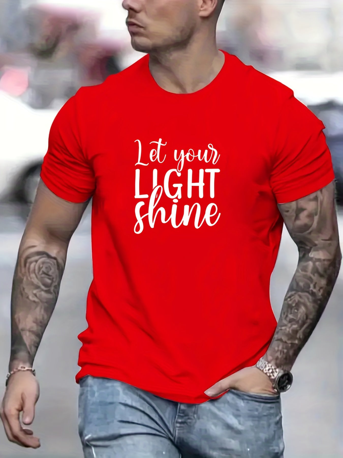 Let Your Light Shine Men's Christian T-shirt claimedbygoddesigns