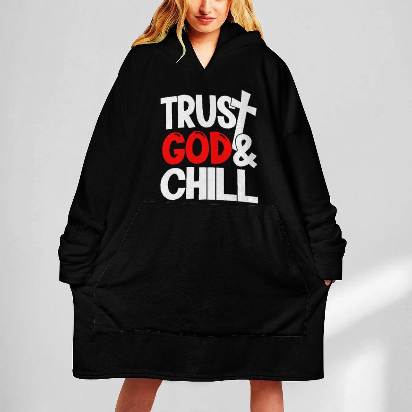 Trust God And Chill Christian Wearable Oversized Sweater Blanket SALE-Personal Design