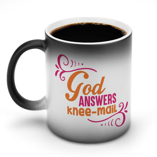 God Answers Knee Mail Funny Christian Color Changing Mug (Dual-sided)