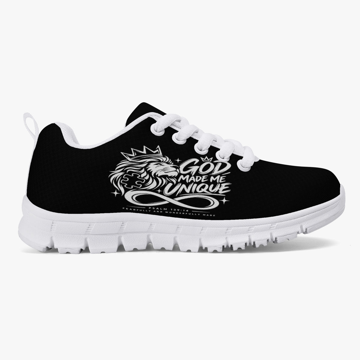 God Made Me Unique kids' Christian sneakers, mesh detail