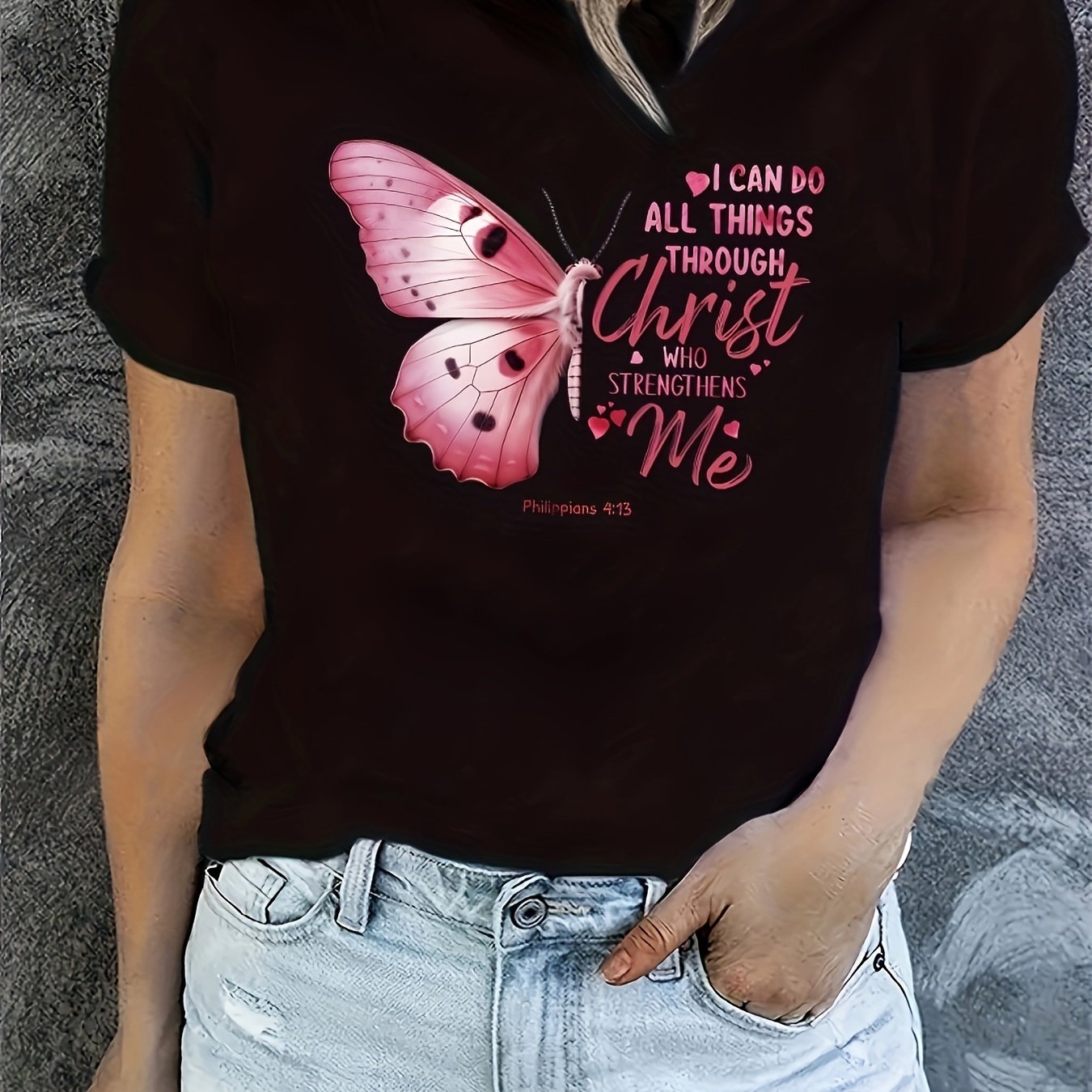 I Can Do All Things (butterfly) Women's Christian T-shirt claimedbygoddesigns