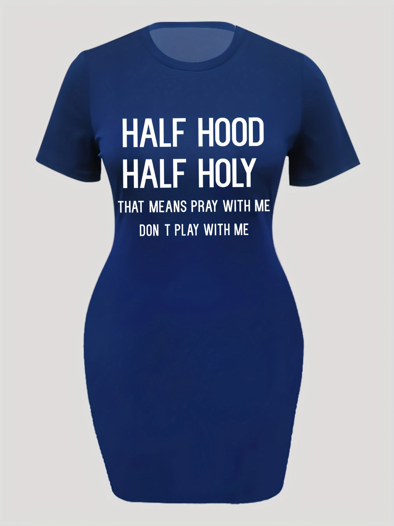 Half Hood Half Holy Pray With Me Don't Play With Me Plus Size Women's Christian Casual Dress claimedbygoddesigns