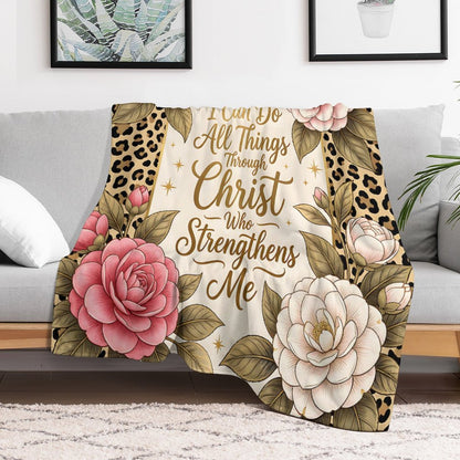 I Can Do All Things Christian Flannel Throw Blanket