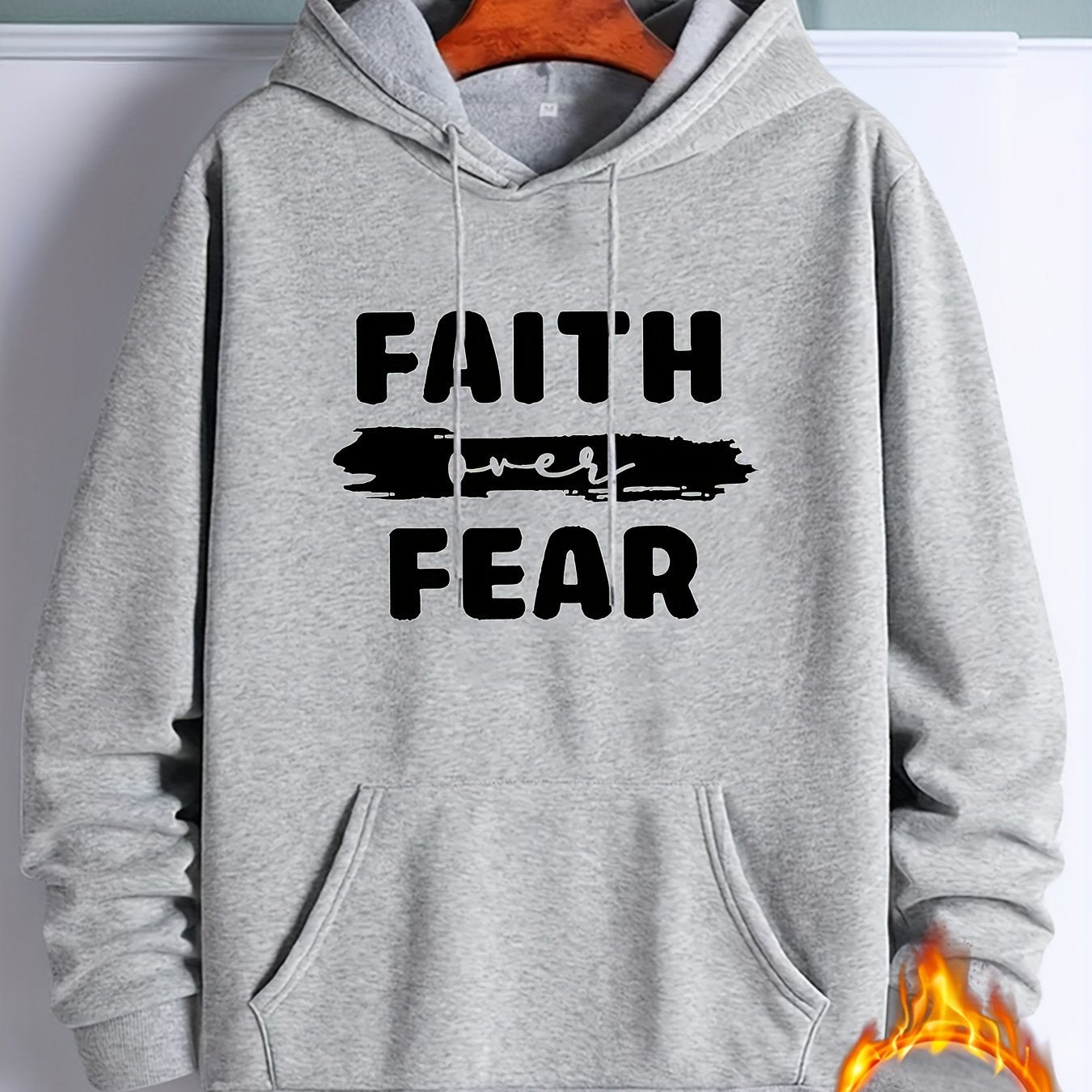 Faith Over Fear Men's Christian Hooded Pullover Sweatshirt claimedbygoddesigns